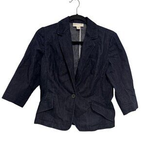 Coldwater Creek Denim Blazer Petite P6 Dark Wash Single Button